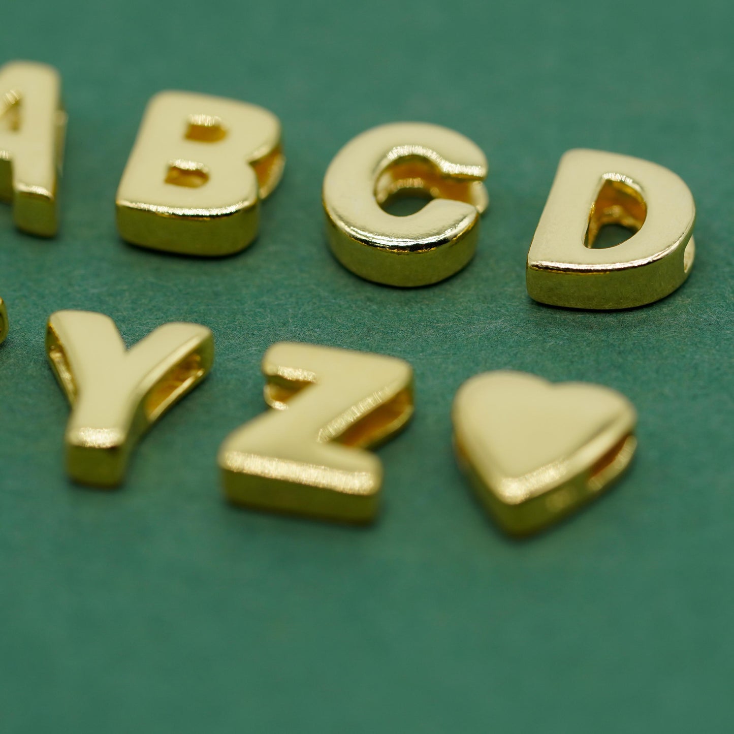 Gold Plated Sterling Silver Letter Threader Charm A-Z & Heart