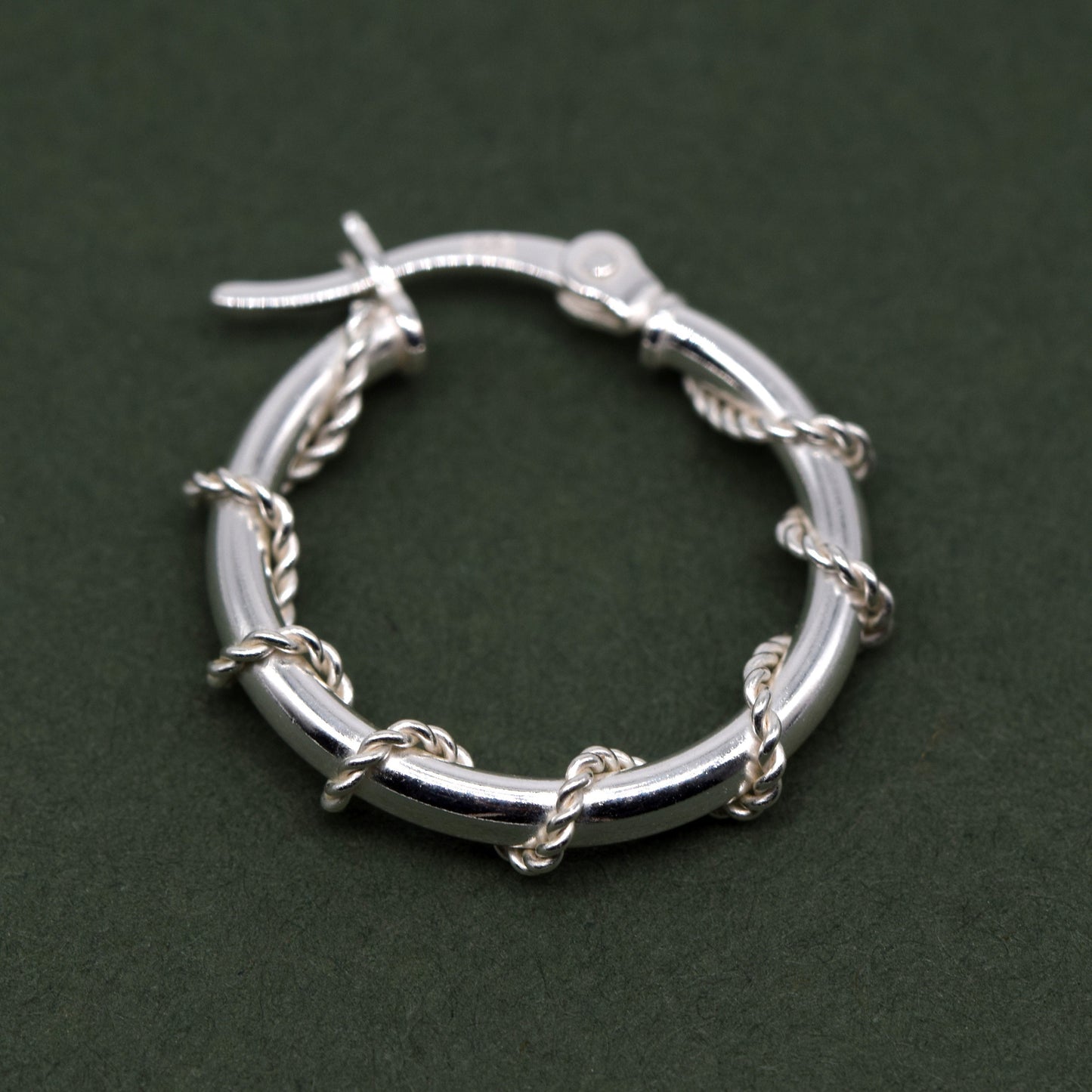 Sterling Silver 20mm Creole Style Twisted Wire Wrapped Hoop Earrings