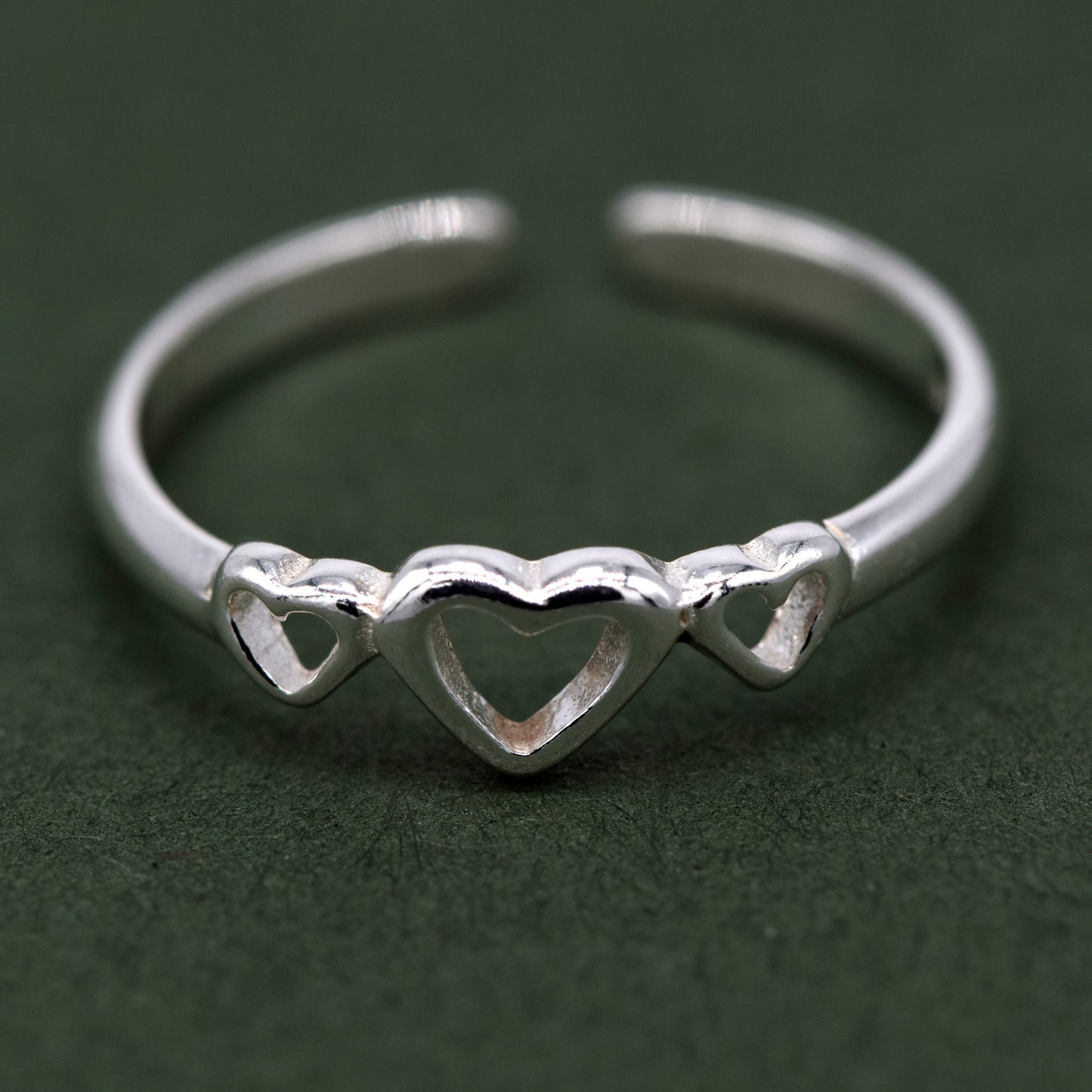 Sterling Silver Triple Heart Toe/Adjustable Ring