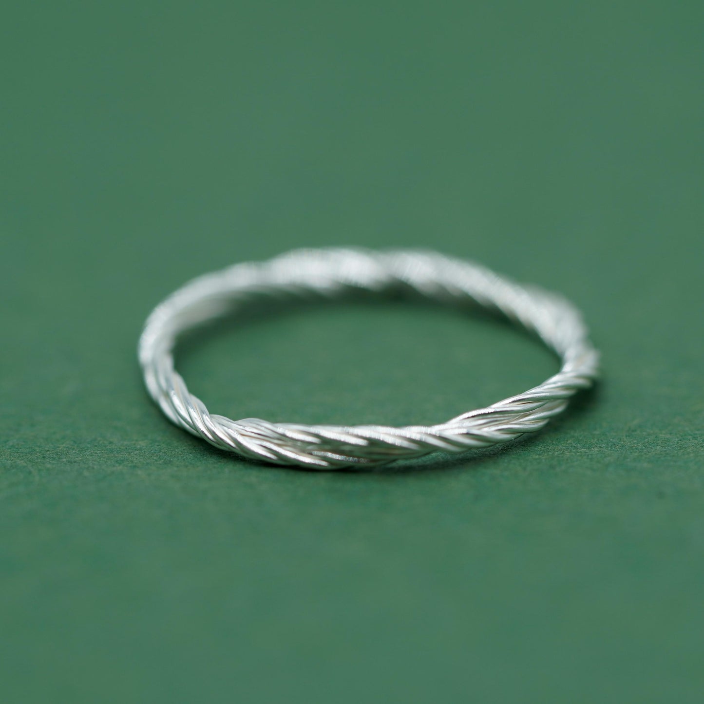 Set of 2 Sterling Silver Rings, 2.8mm Faceted/Hammered Ring & 1.7mm Corda Rope Ring