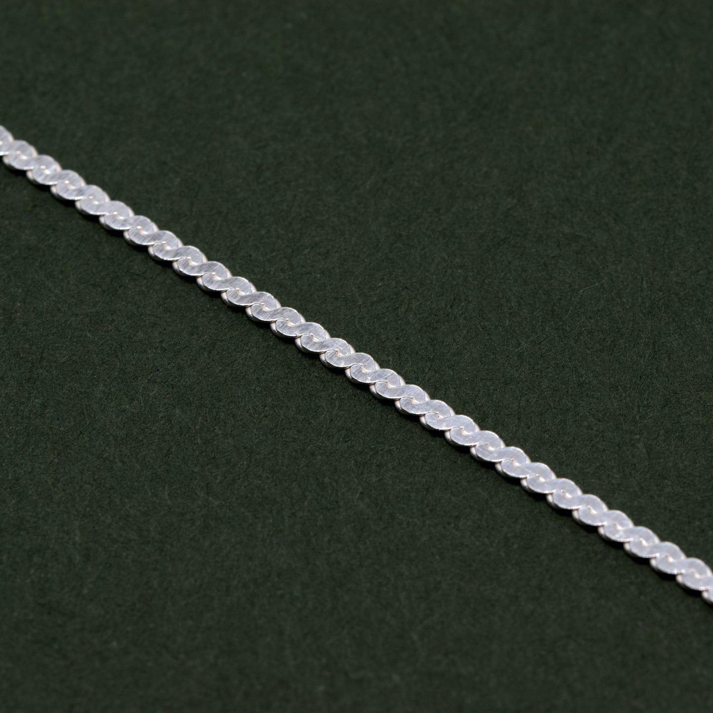 Sterling Silver S-Wave Herringbone Chain Bracelet