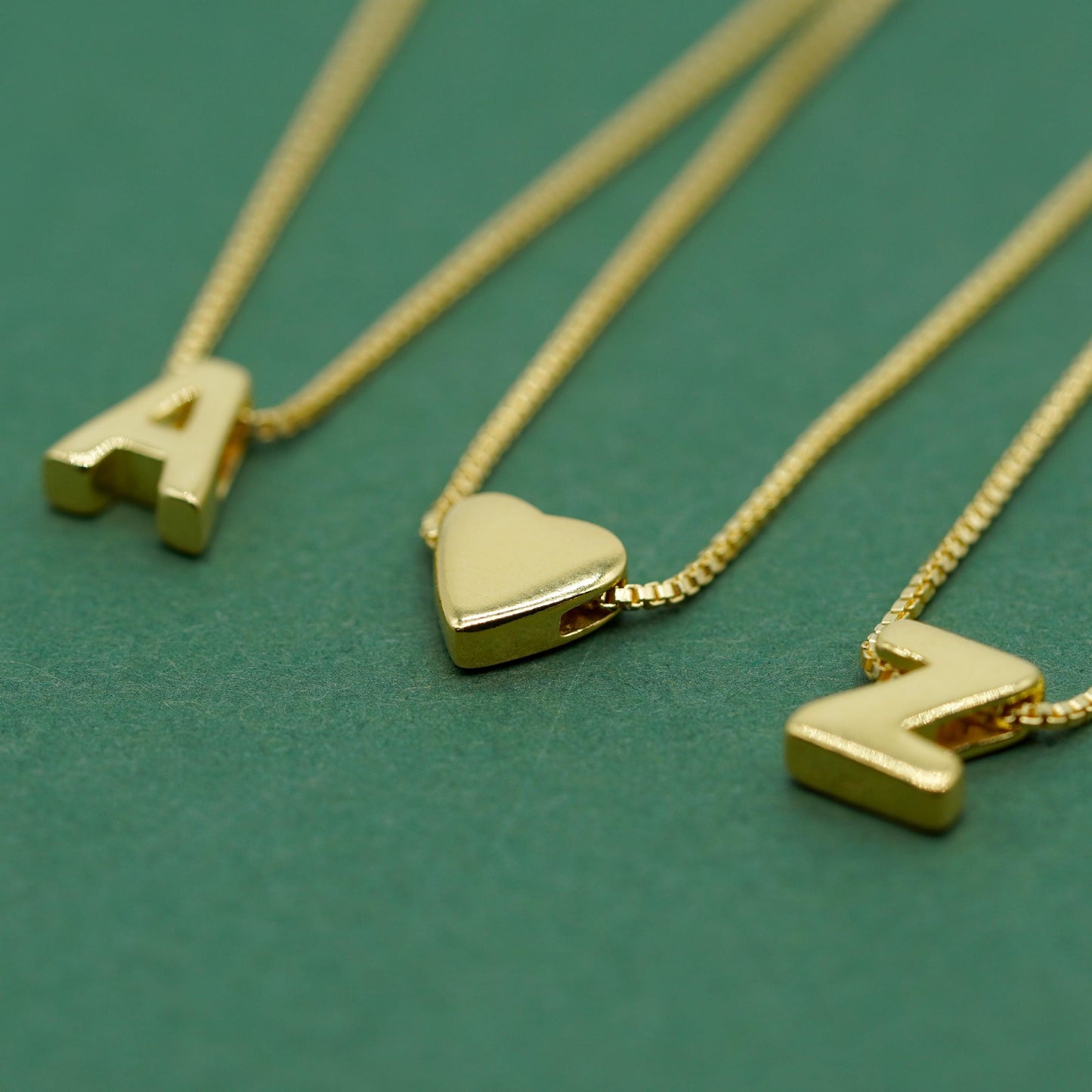 Gold Plated Sterling Silver Initial Necklace on 20" - 24" Box Chain