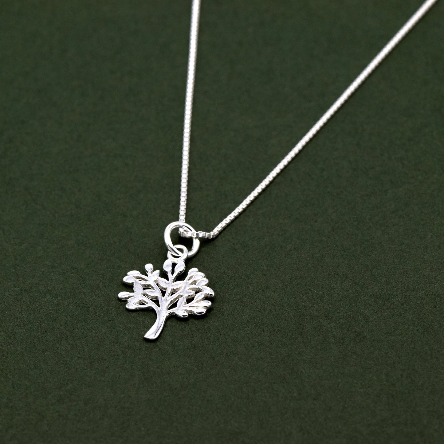 Sterling Silver Tree of Life Pendant Necklace on Box Chain