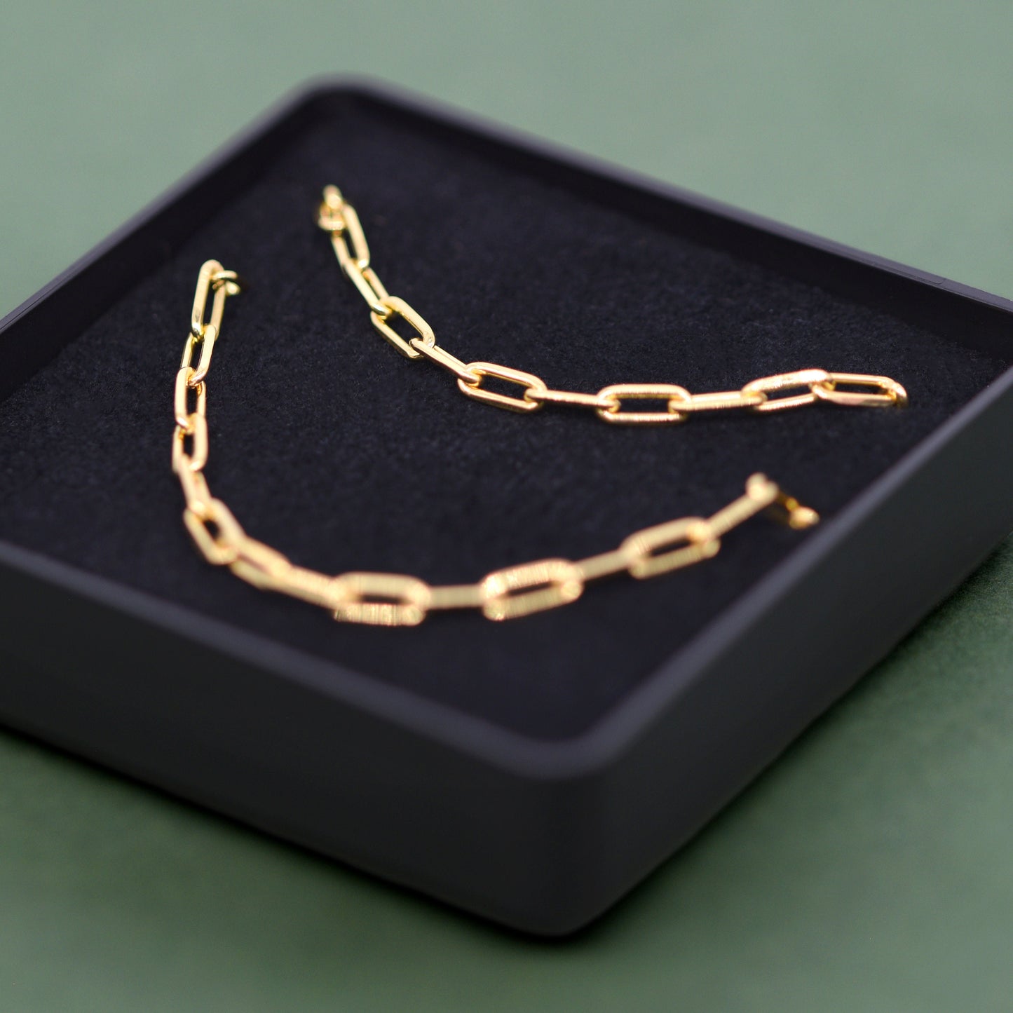 Gold Plated Sterling Silver 2.7mm Paperclip Chain Bracelet and Necklace Set