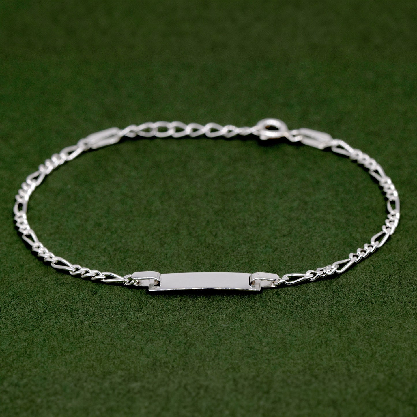 Sterling Silver Figaro Chain ID Bracelet 7"