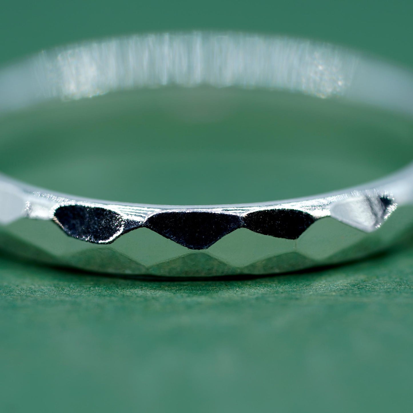 Sterling Silver Minimalist Faceted/Hammered Ring