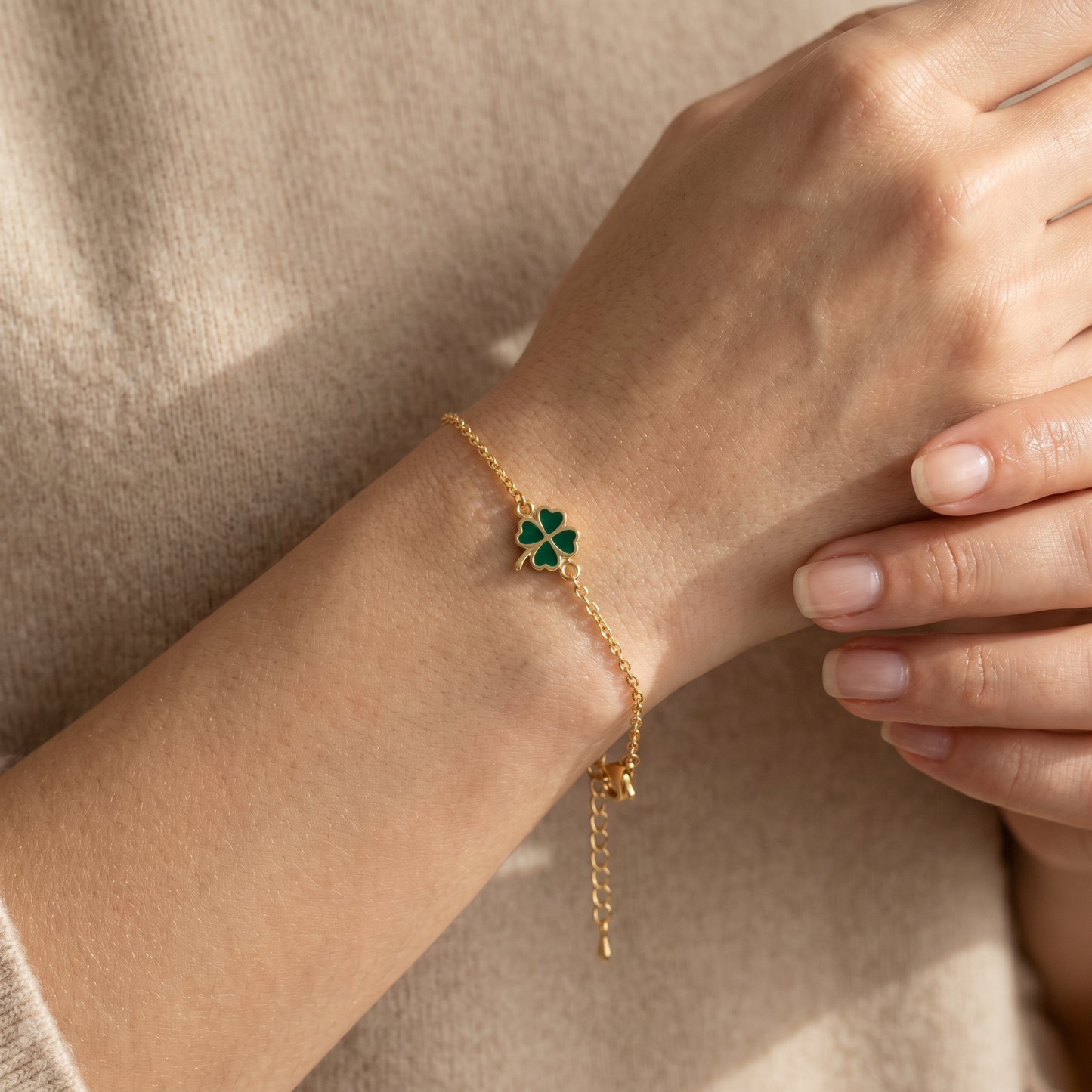 Gold Plated Four Leaf Clover Bracelet