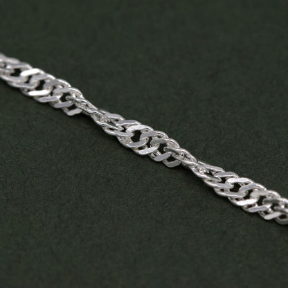 Sterling Silver 10" Singapore Chain Anklet With Feather Pendant