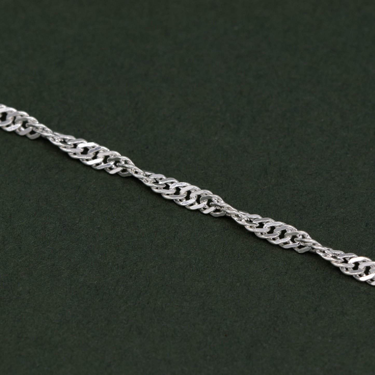 Sterling Silver Singapore Chain Bracelet With Star Charm