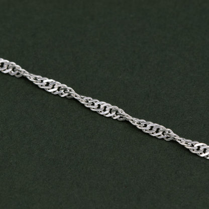 Sterling Silver Singapore Chain Bracelet With Star Charm