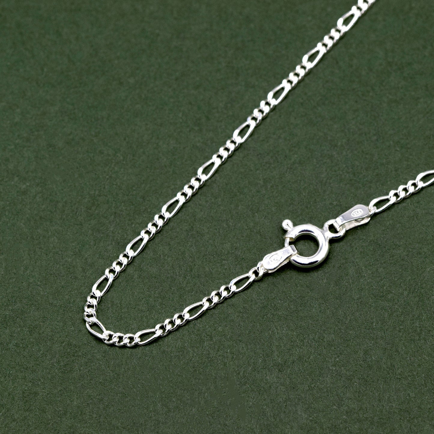 Sterling Silver D/C 1.9mm Figaro Chain Necklace
