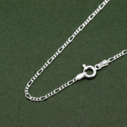 Sterling Silver D/C 1.9mm Figaro Chain Necklace