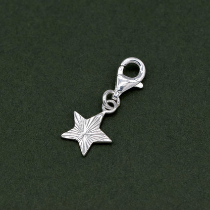 Sterling Silver 9mm Diamond Cut Fluted Star Charm