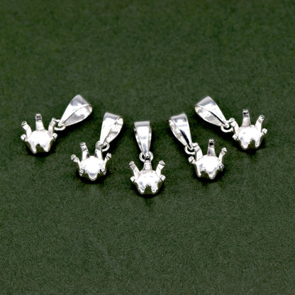 Sterling Silver Round 6 Claw Pendant 7mm in Diameter for Jewellery Making Pack of 5