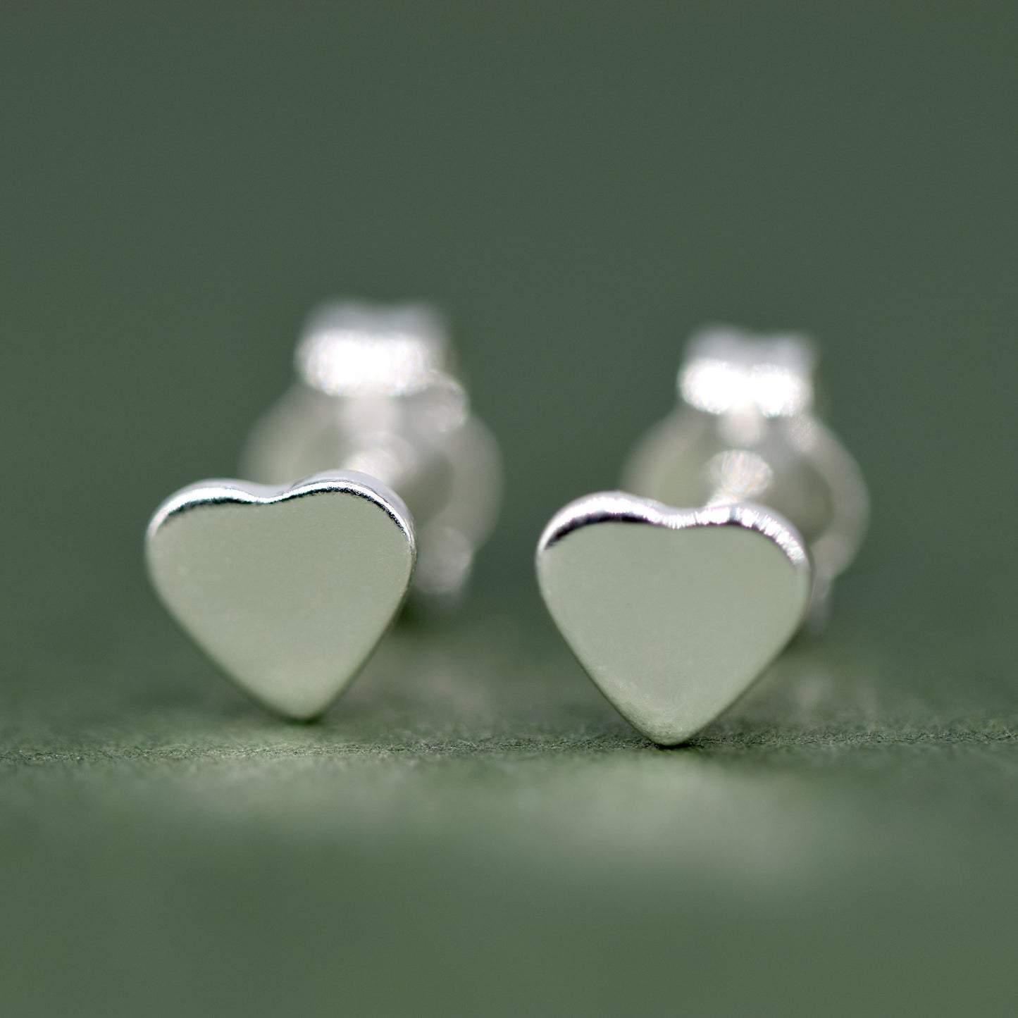 Sterling Silver Flat Heart Stud Earrings