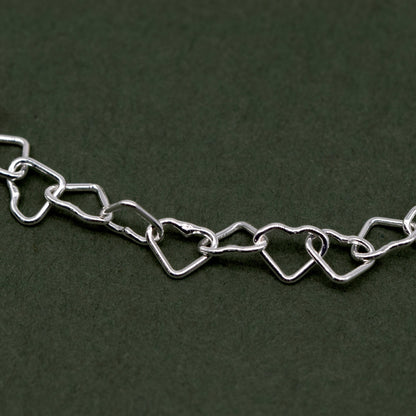 Sterling Silver Chain of Hearts Adjustable Slider Bracelet