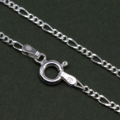 Sterling Silver 1.9mm Diamond Cut Figaro Chain Bracelet