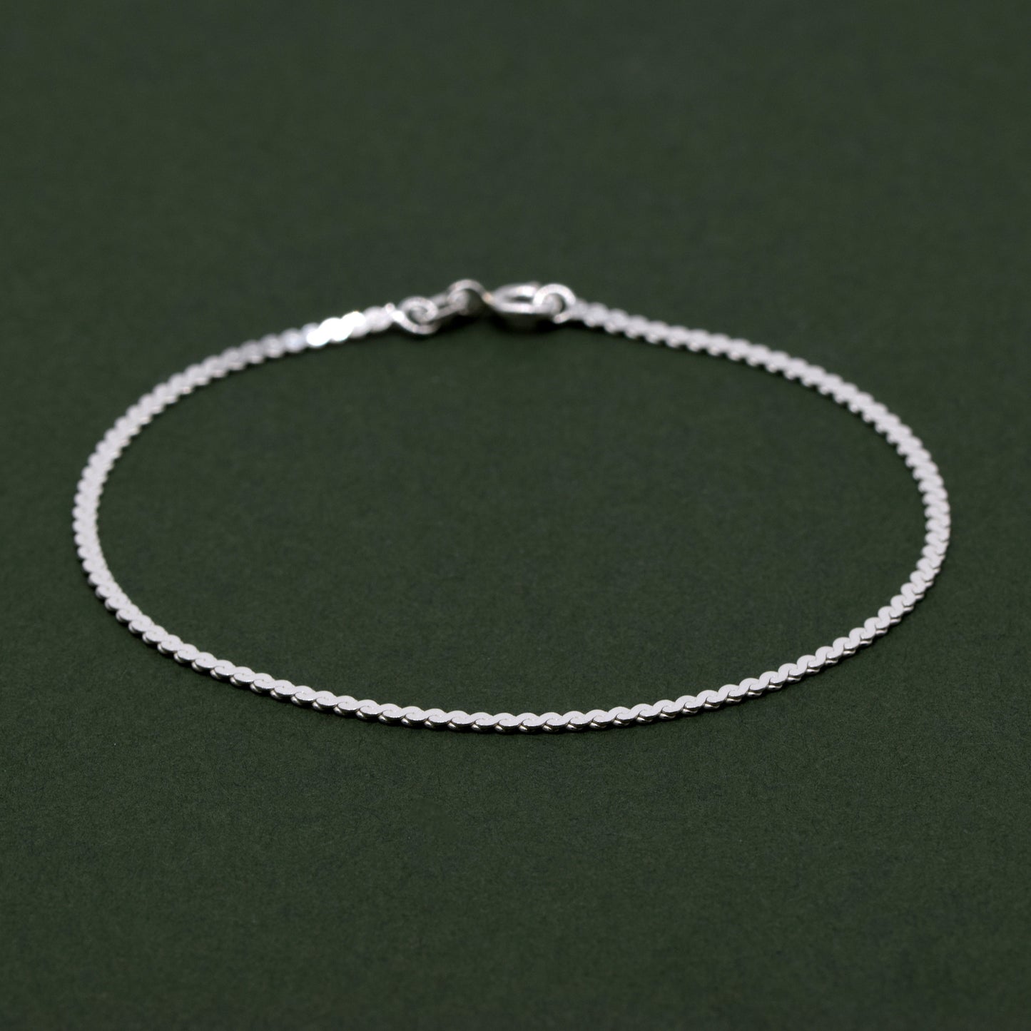 Sterling Silver S-Wave Herringbone Chain Bracelet