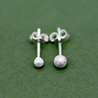 Sterling Silver Frosted Ball Stud Earrings