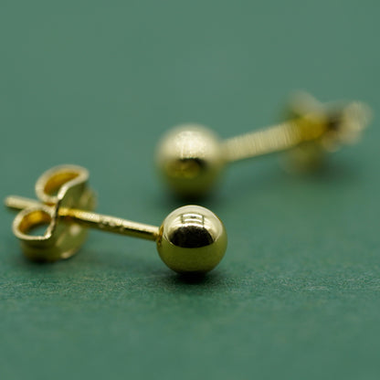 Gold Plated Sterling Silver Ball Studs Earrings