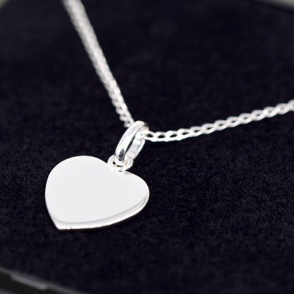 Sterling Silver Flat Heart Pendant Necklace in Gift Box