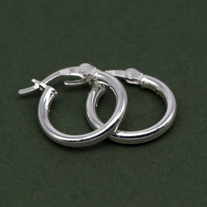 Sterling Silver Creole Style Hoop Earrings - 14mm