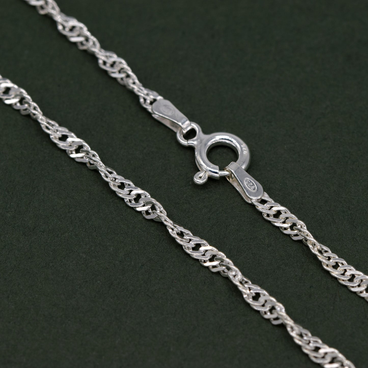 Sterling Silver 10" Singapore Chain Anklet With Flat Heart Pendant