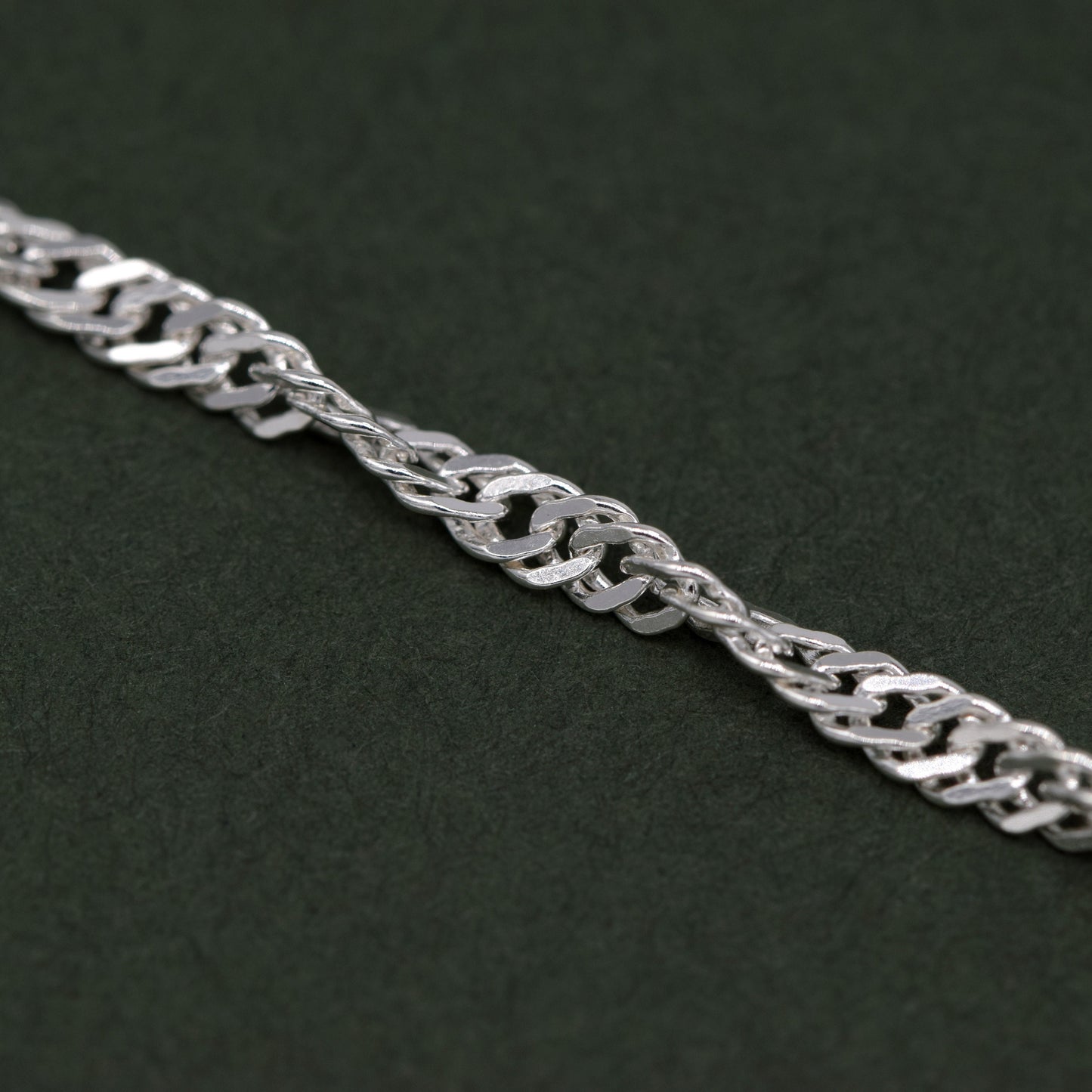 Sterling Silver Singapore Chain Bracelet With Star Charm