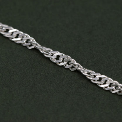 Sterling Silver Singapore Chain Bracelet With Star Charm