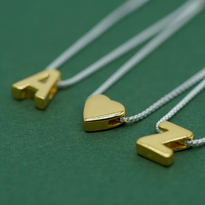 Gold Plated Sterling Silver Letter on 14" - 18" Sterling Silver Box Chain