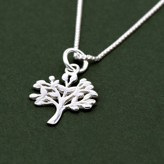 Sterling Silver Tree of Life Pendant Necklace on Box Chain