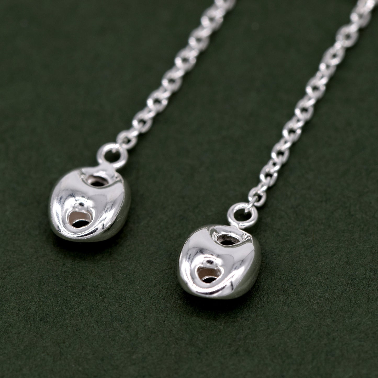 Sterling Silver Dropped Mariner Charm Stud Earrings (Pushback)