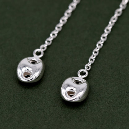 Sterling Silver Dropped Mariner Charm Stud Earrings (Pushback)