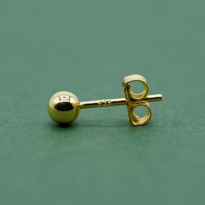 Gold Plated Sterling Silver Ball Studs Earrings
