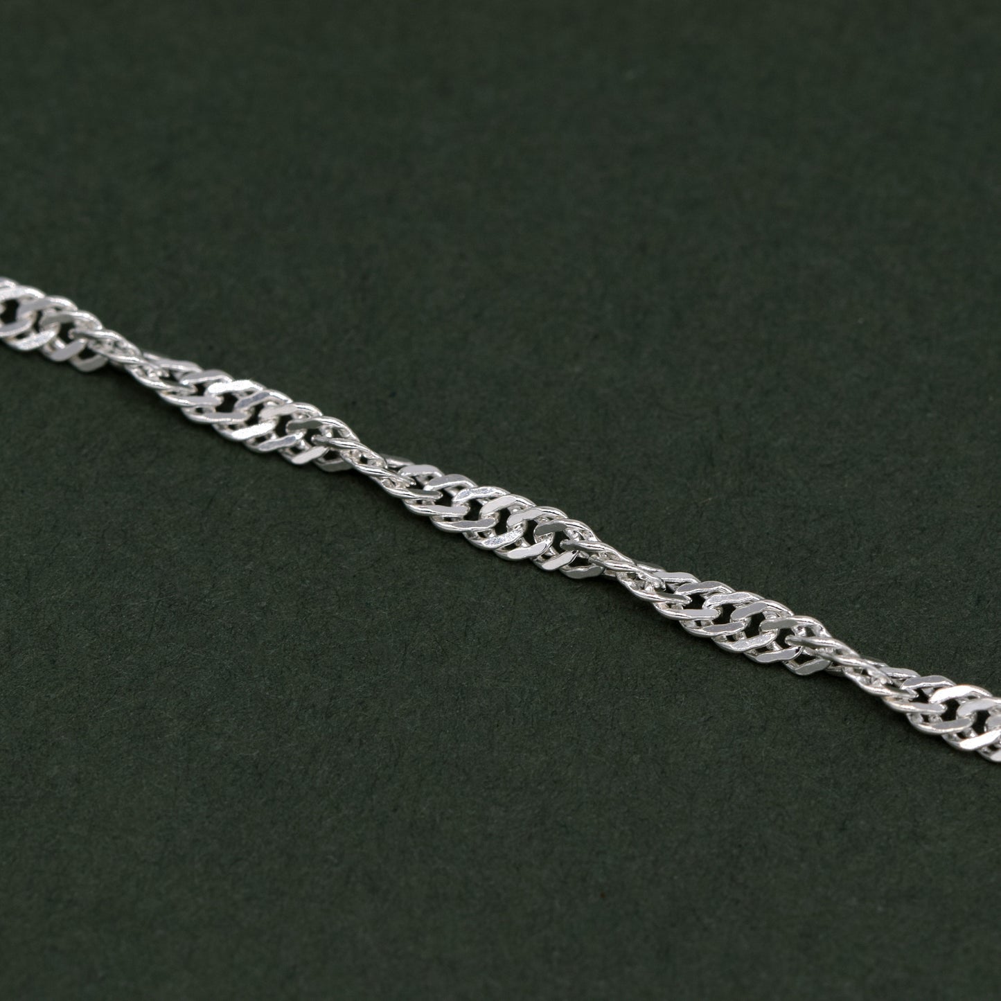 Sterling Silver 10" Singapore Chain Anklet With Feather Pendant