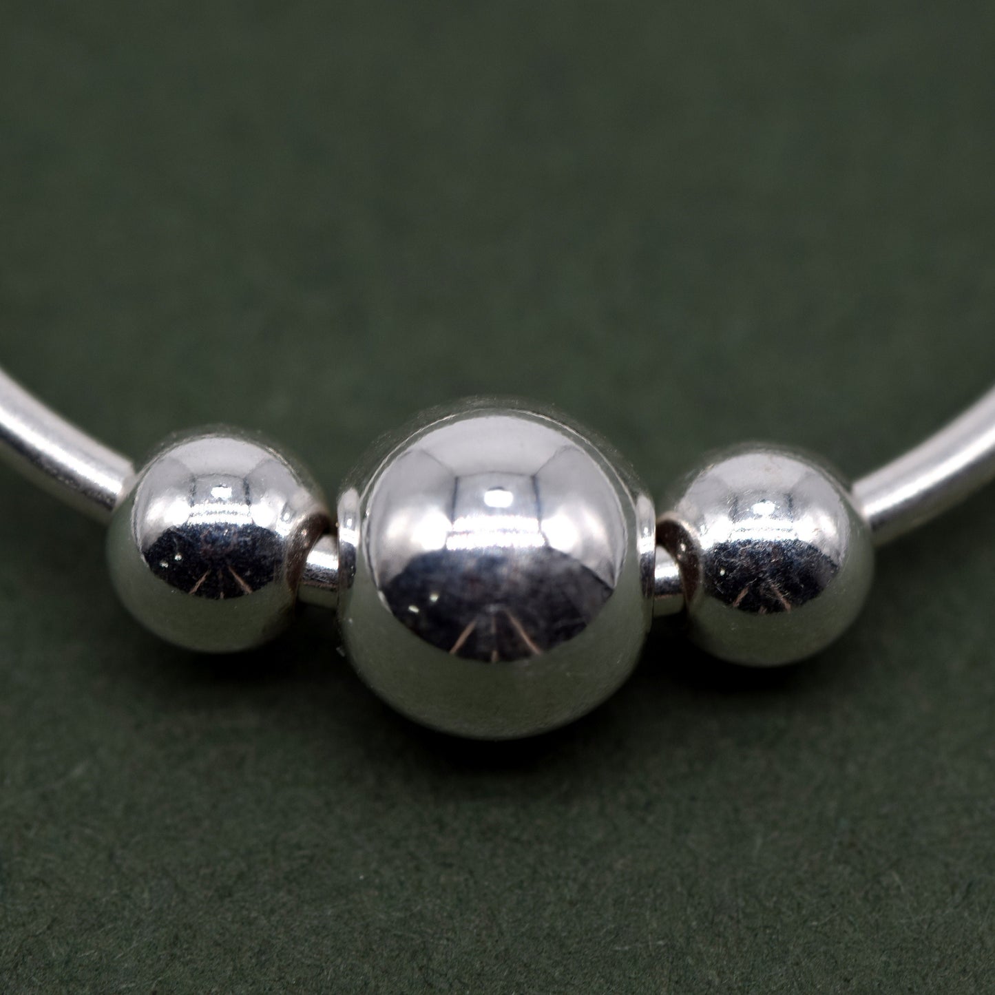 Sterling Silver Creole Style Beaded Hoop Earrings 25mm