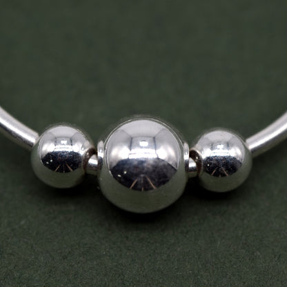 Sterling Silver Creole Style Beaded Hoop Earrings 25mm