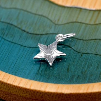 Sterling Silver 9mm D/C Fluted Star Pendant