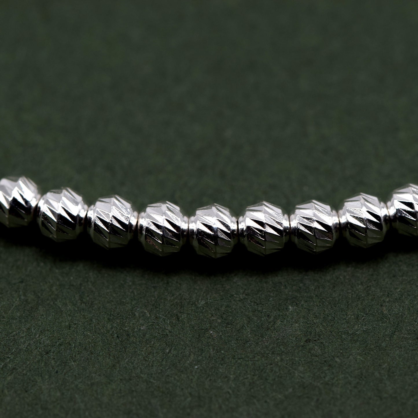 Sterling Silver Stretch Bracelet 7.5", Knurled Beads Bracelet