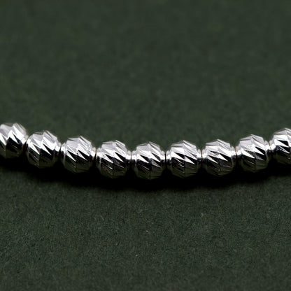 Sterling Silver Stretch Bracelet 7.5", Knurled Beads Bracelet
