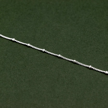 Sterling Silver Satellite Beaded Curb Chain Necklace