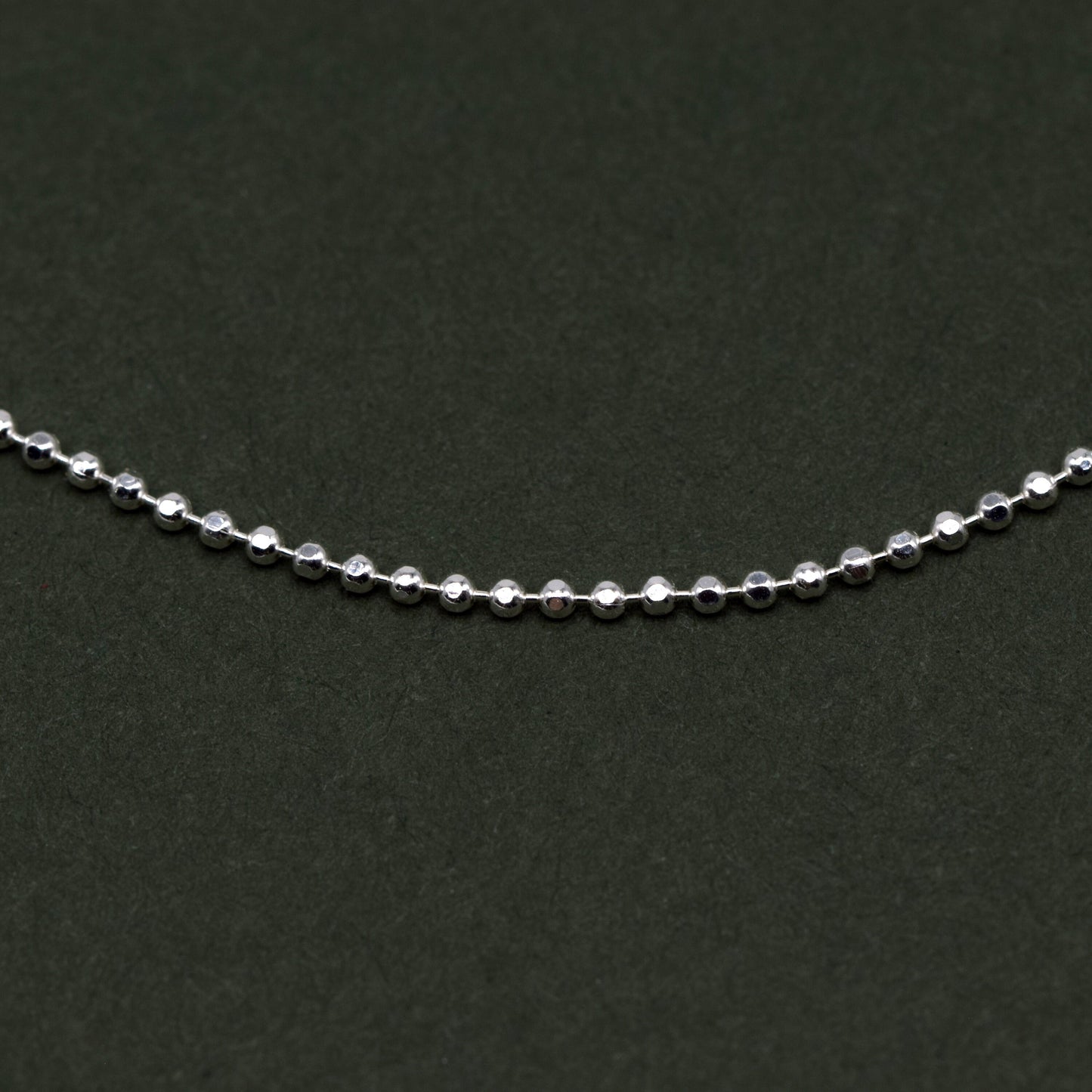 Sterling Silver 1.2mm Diamond Cut Ball Chain Bracelet