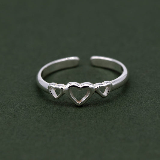 Sterling Silver Triple Heart Toe/Adjustable Ring