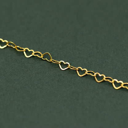 Gold Plated Sterling Silver Heart Chain Anklet