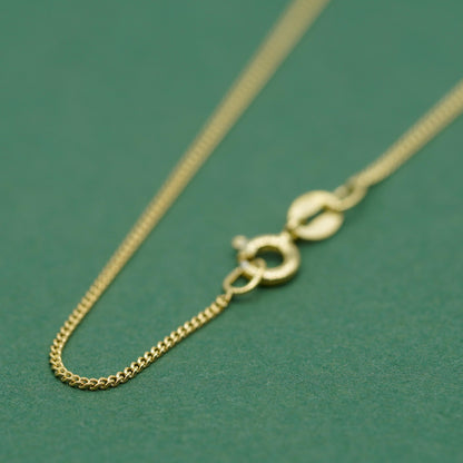 Gold Plated 925 Sterling Silver D/C 1mm Curb Chain