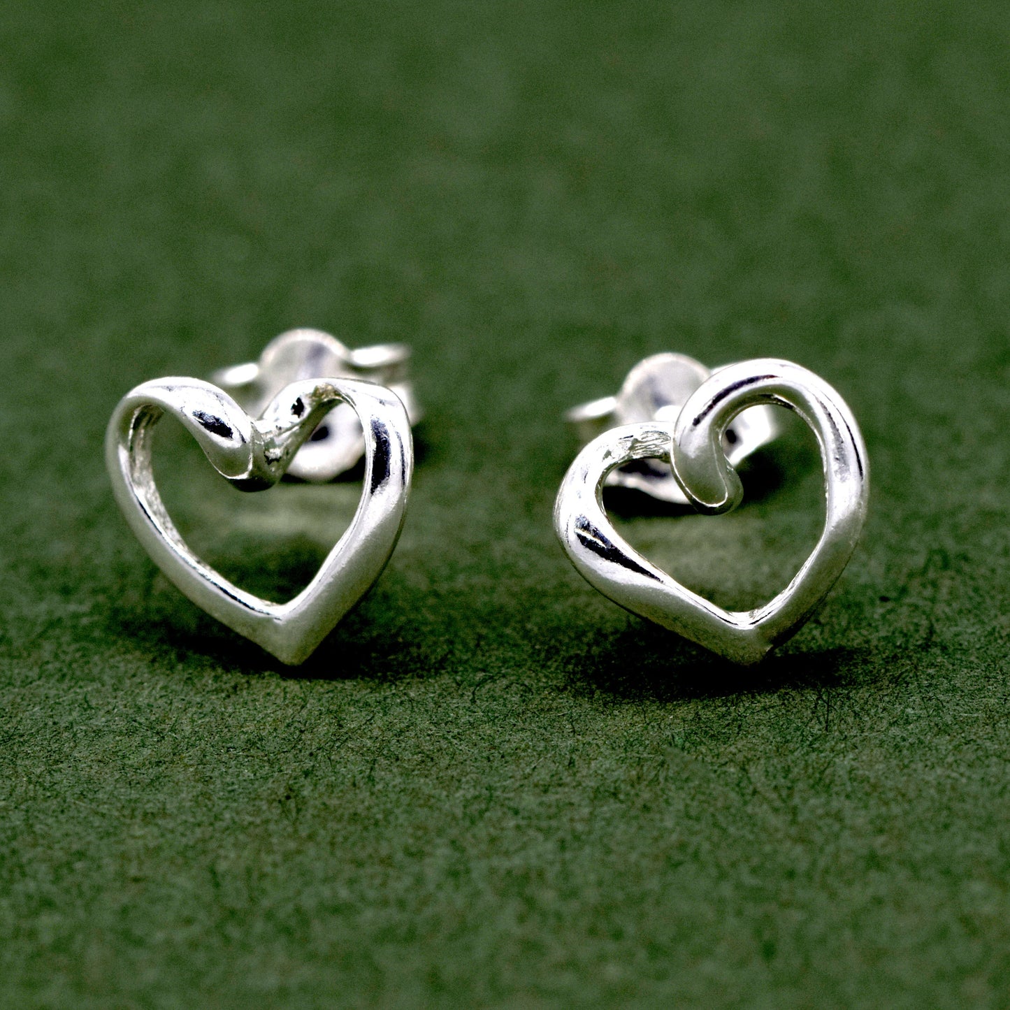 Sterling Silver Open Heart Studs Earrings