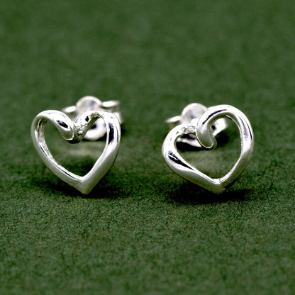 Sterling Silver Open Heart Studs Earrings