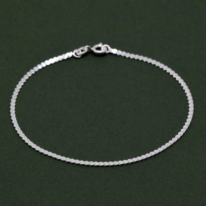 Sterling Silver S-Wave Herringbone Chain Bracelet