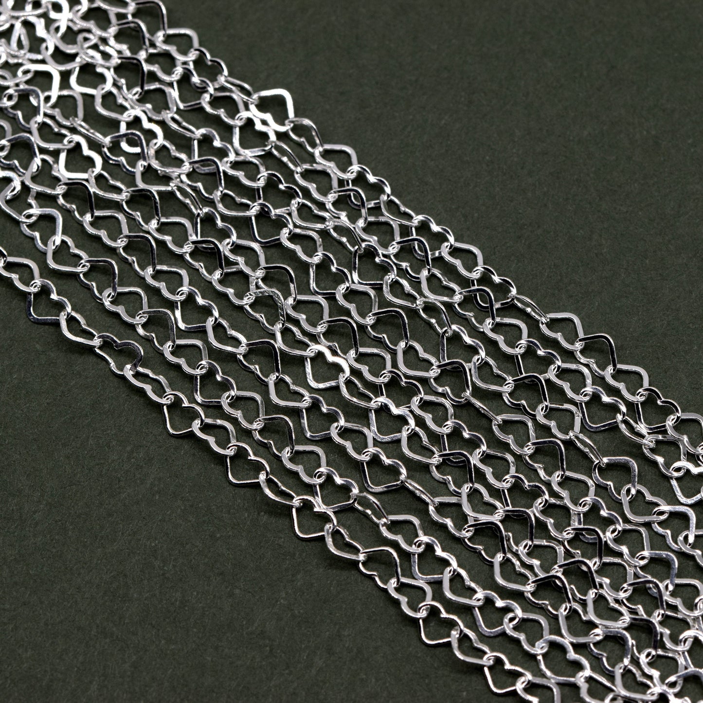 Genuine 925 Sterling Silver 3 x 4mm Link Heart Chain Uncut Lengths 1m+