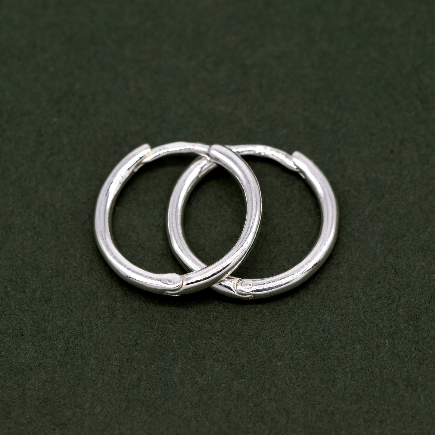 Sterling Silver 10, 14, 18mm Round Ear Huggie Hoop Earrings